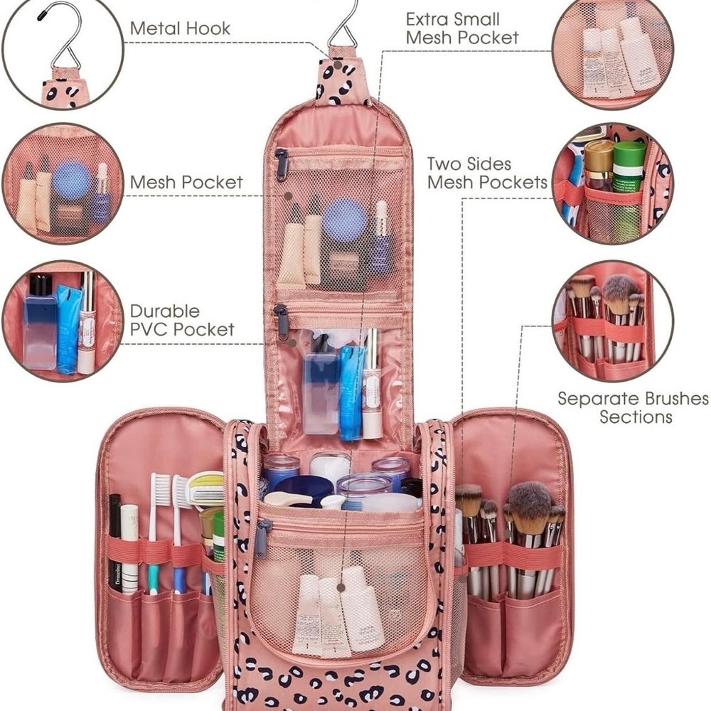 Amazon Pink-Orange Medium Leopard Print Travel Bag - image 5